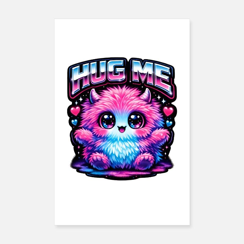 Câlin-moi, monstre néon Poster 20 x 30 cm