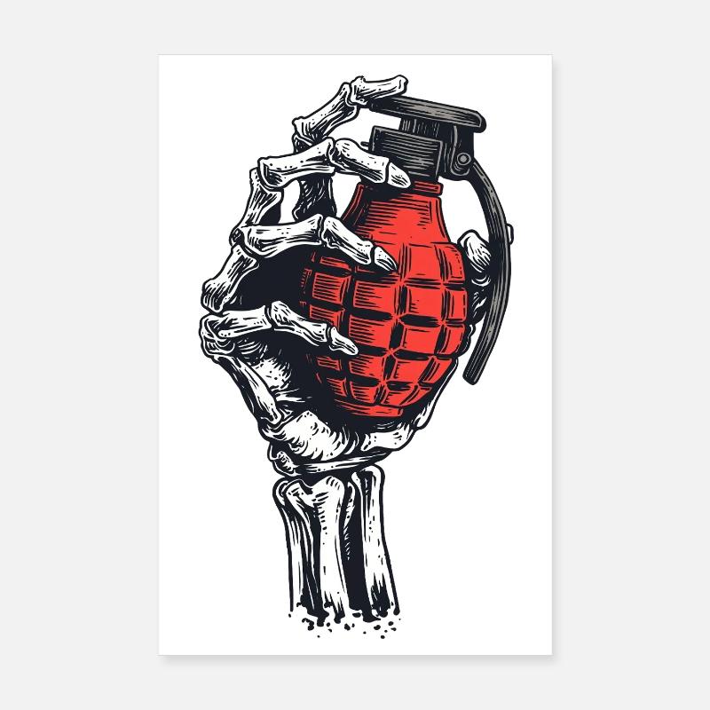 Skeletal grenade in hand Poster 8" x 12" (20x30 cm)