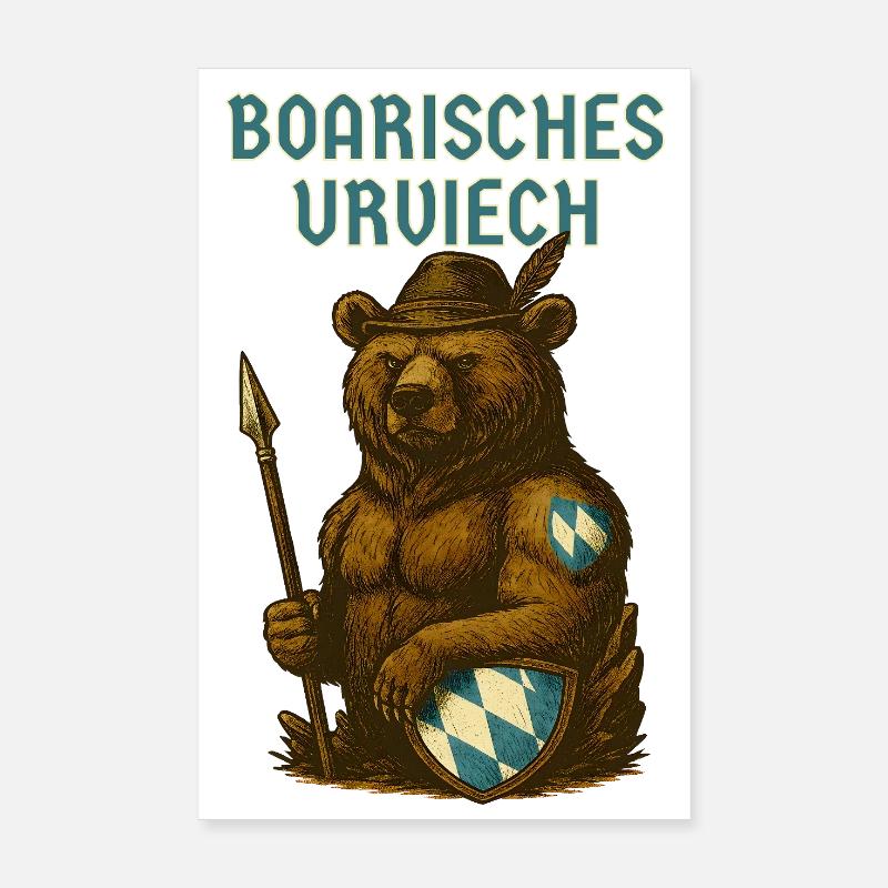 Bavarian Bear Bavarian Primordial Cattle Poster 8" x 12" (20x30 cm)