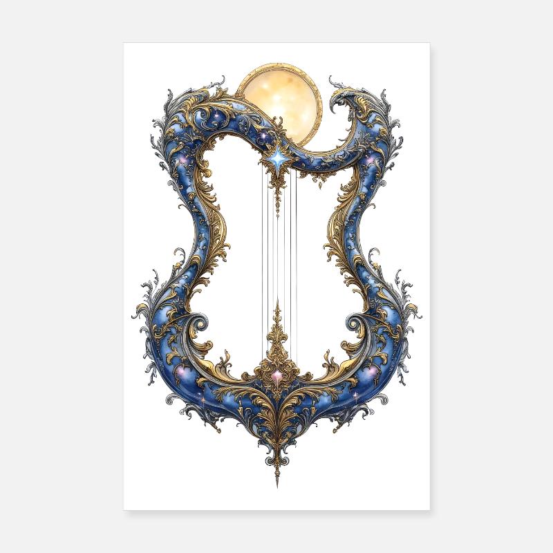 Ornamental Lunar Frame with Threads Poster 8" x 12" (20x30 cm)