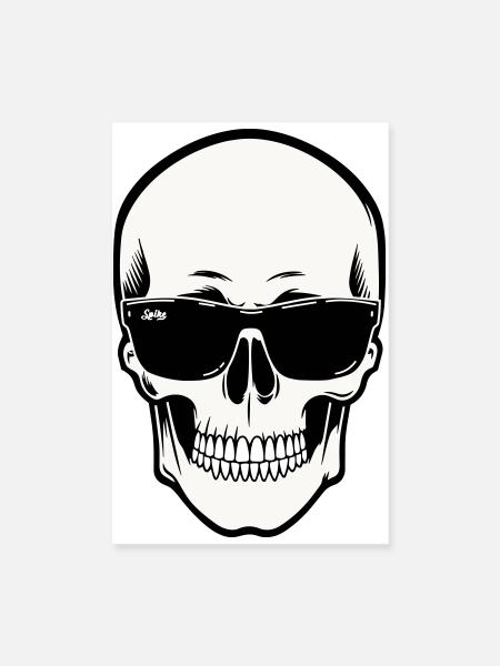 Squelette avec lunettes de soleil en monochrome - Poster 20 x 30 cm - blanc - Devant