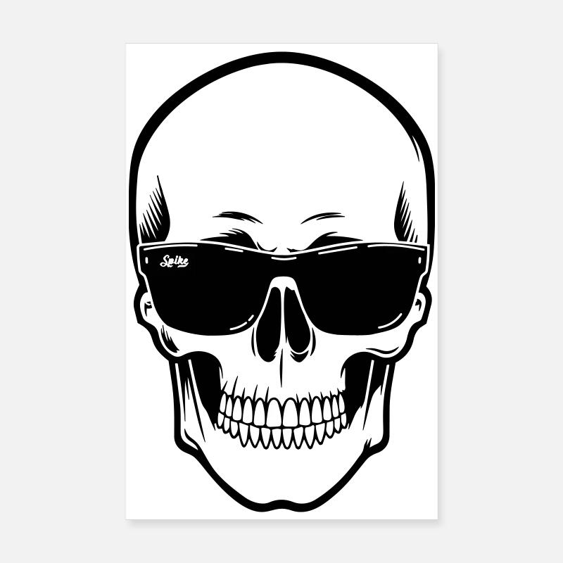 Linienschädel Spike schwarz kontrastiert mit einem Lächeln Poster 20x30 cm