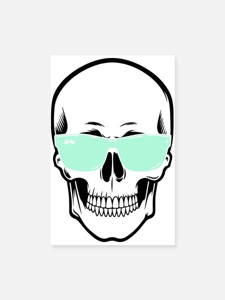 Lunettes de soleil à réglage en couleur avec un crâne souriant - Poster 20 x 30 cm - blanc - Devant