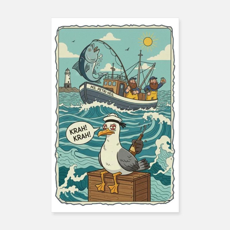 Pêcheurs en haute mer Poster 20 x 30 cm