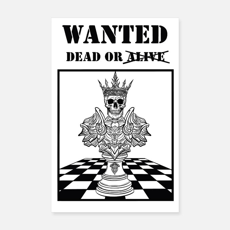 King on chessboard wanted Poster 8" x 12" (20x30 cm)