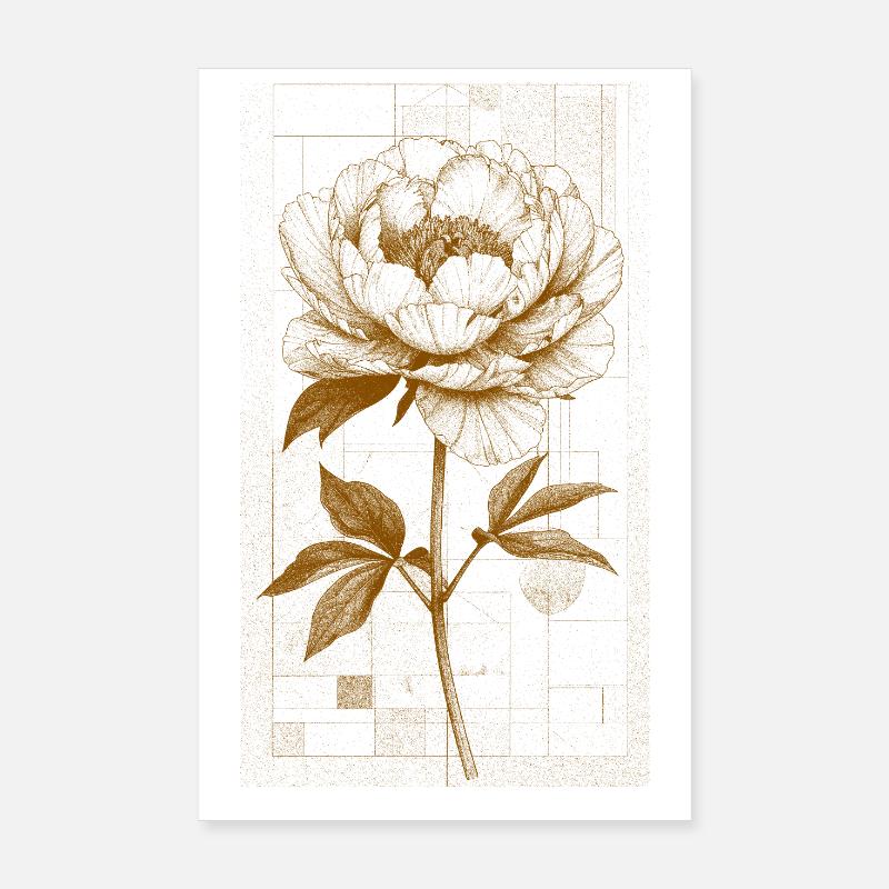 Fleur d’or dans cadre en treillis Poster 20 x 30 cm