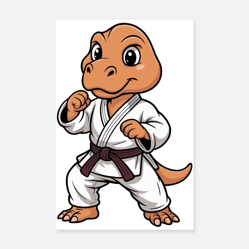 Kampf-Dino im Karate-Gi Poster 20x30 cm