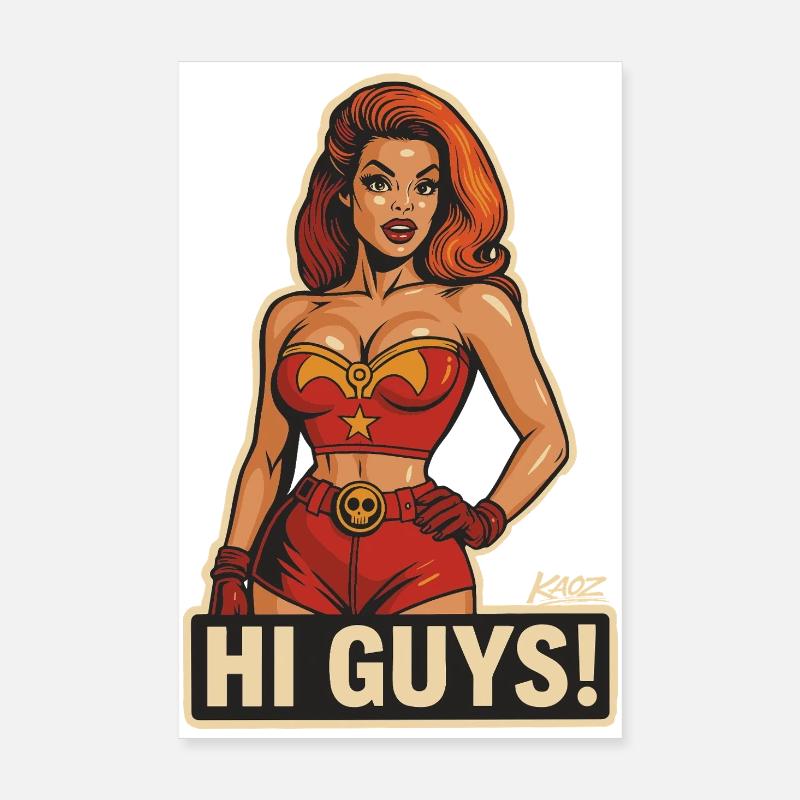 Hallo Leute, Retro-Heldin Poster 20x30 cm
