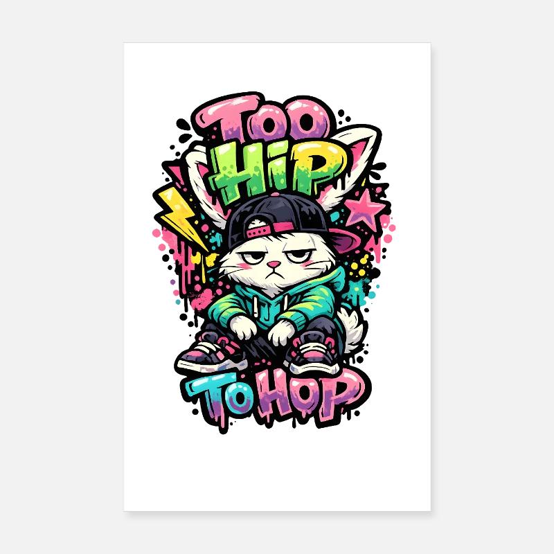 Too Hip to hop Easter Bunny cool Easter Poster 8" x 12" (20x30 cm)