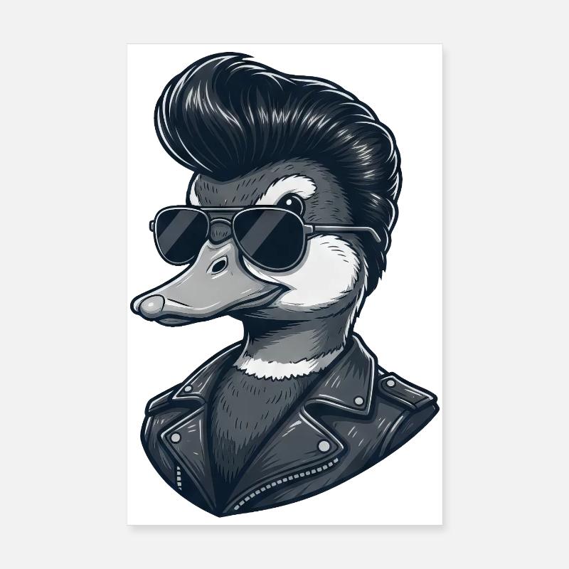 Cool Duck Rock and Roll Soleil de coiffure des années 60 Poster 20 x 30 cm