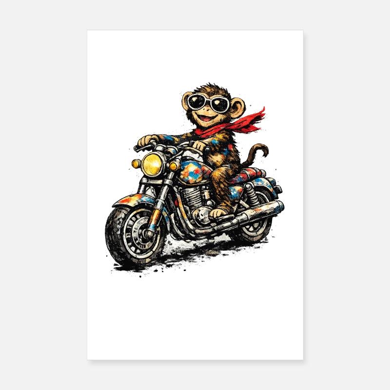 Motorcycle monkey in racer style Poster 8" x 12" (20x30 cm)