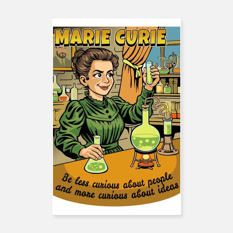 Marie Curie Curious - Poster 8" x 12" (20x30 cm) - white
