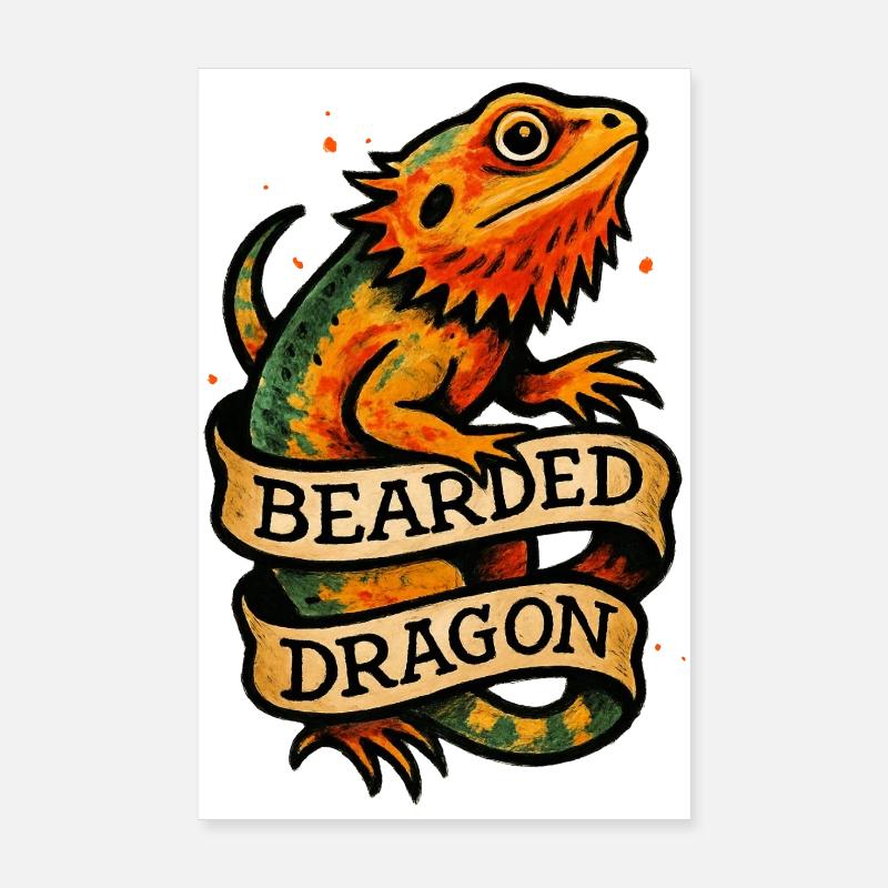 Bartagracho-Pogona mit Vintage-Banner Poster 20x30 cm