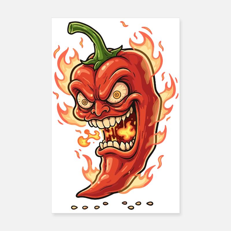 Flaming Chili Face Poster 8" x 12" (20x30 cm)