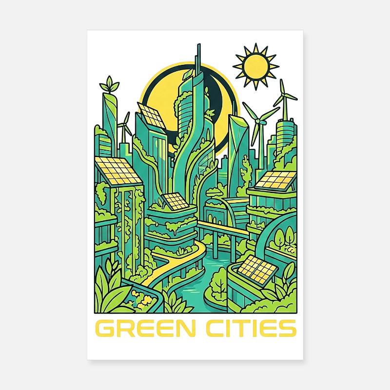Avenir des villes vertes Poster 20 x 30 cm
