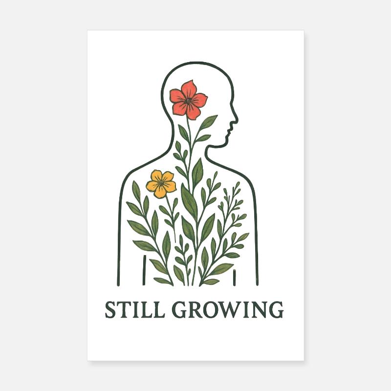 Silhouette de plante encore en croissance Poster 20 x 30 cm