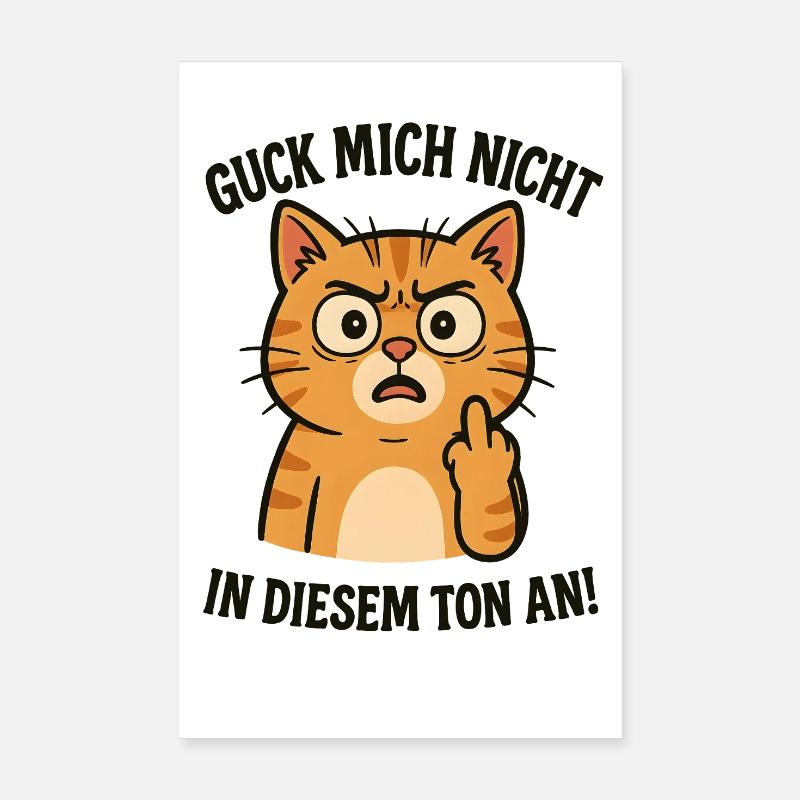 Morgenmuffel Katze mit Mittelfinger Poster 20x30 cm