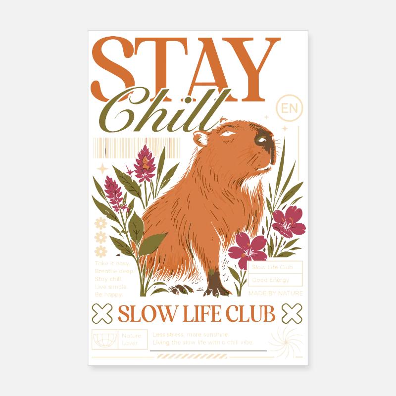 Stay Chill Capybara Motif Poster 20 x 30 cm