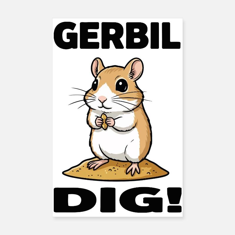 Gerbil Dig Gerbil Rodent Grain Sand Poster 8" x 12" (20x30 cm)