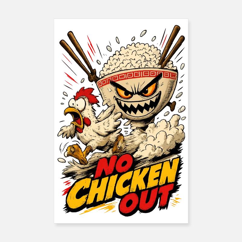 Pas de chaos dans le bol de dessins animés Chicken Out - Poster 20 x 30 cm - blanc