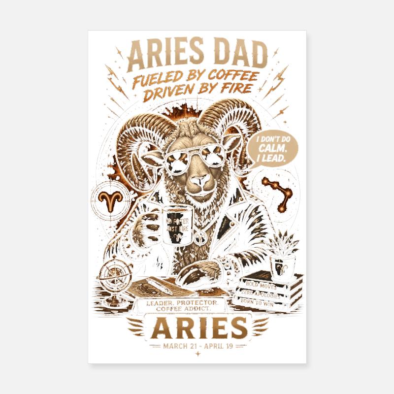 Widder-Papa: Kaffee und Astralfeuer – Tierkreis Poster 20x30 cm