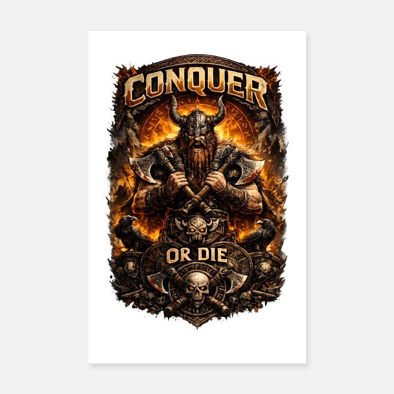 Conquer or Die – Wikinger Krieger Legende Poster 20x30 cm