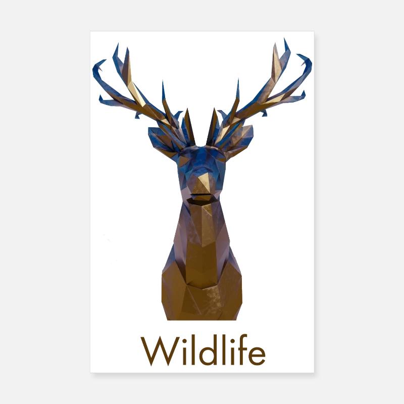 Faune géométrique des cerfs - Poster 20 x 30 cm - blanc