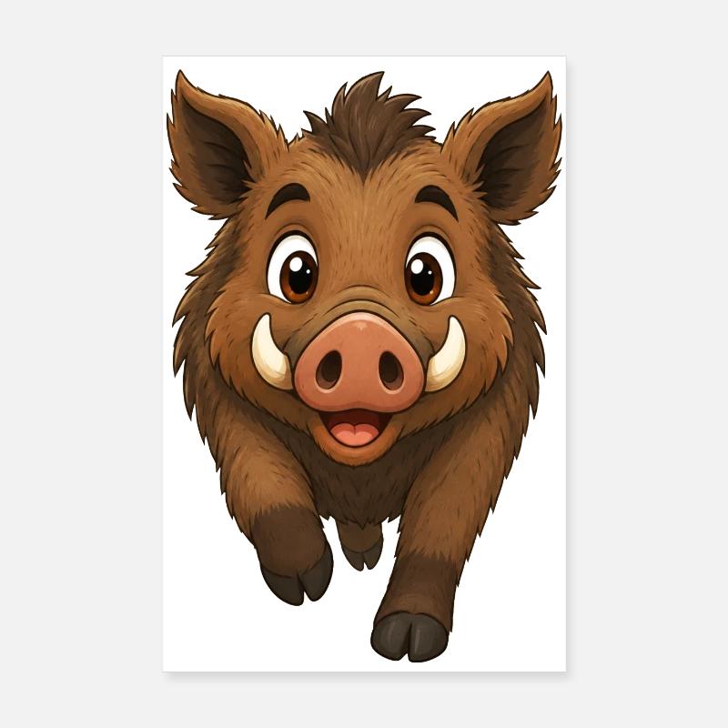 Wild boar running Poster 8" x 12" (20x30 cm)