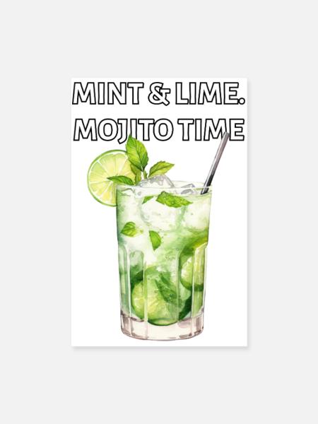 Menthe & Lime. Temps de Mojito. - Poster 20 x 30 cm - blanc - Devant