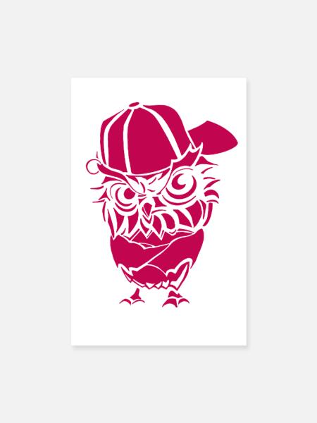 Hip Hopper Owl - Poster 20 x 30 cm - blanc - Devant