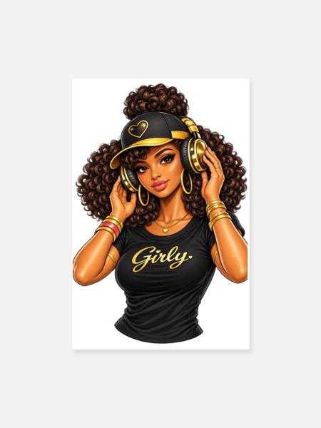 Girly Beats Illustration Hip-Hop - Poster 8" x 12" (20x30 cm) - white - Front