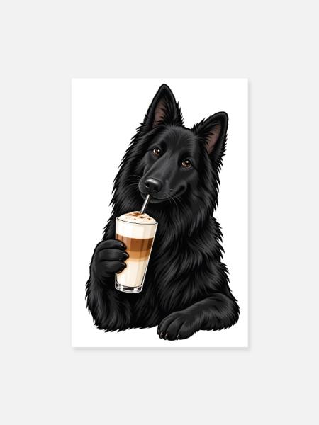 Groenendael mit Latte Macchiato - Poster 20x30 cm - Weiß - Vorne