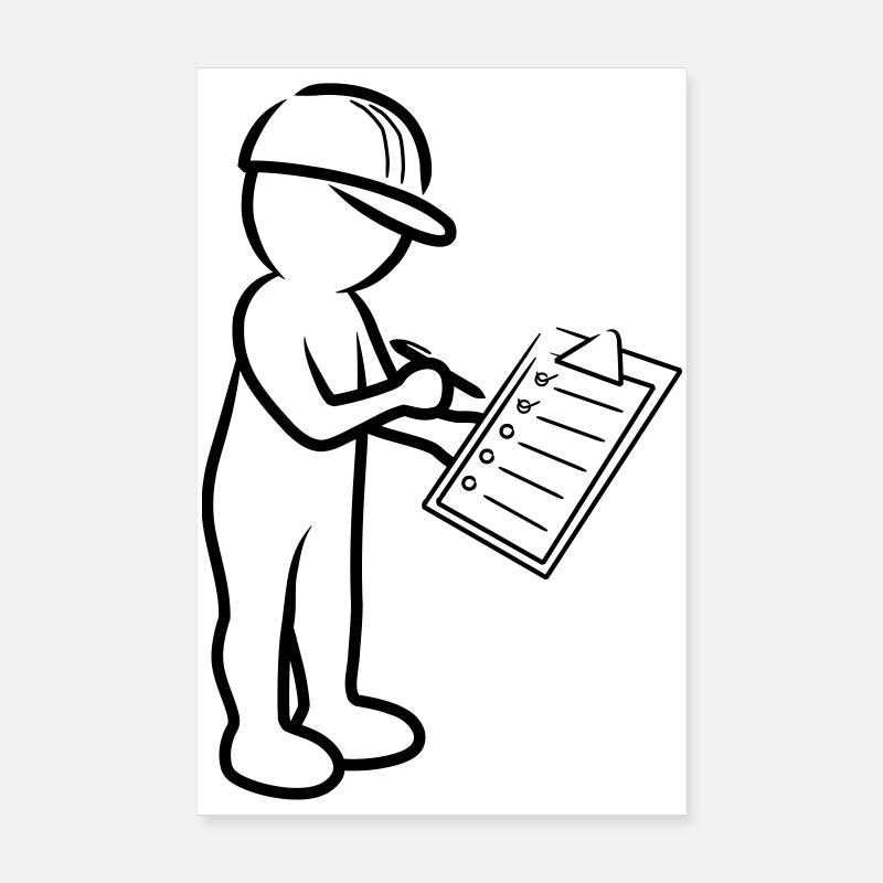 Male with helmet and checklist at construction site Poster 8" x 12" (20x30 cm)