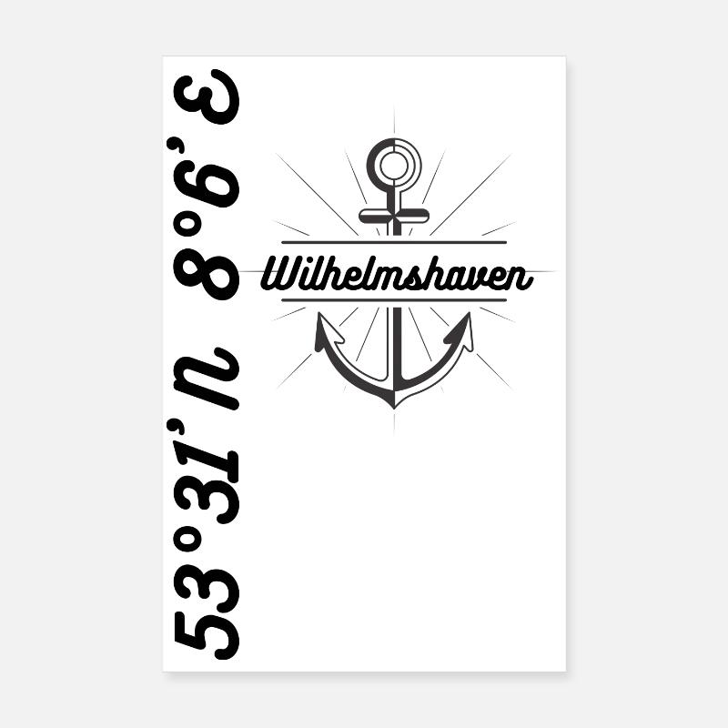 Wilhelmshaven coordinates Maritime Mode Poster 8" x 12" (20x30 cm)