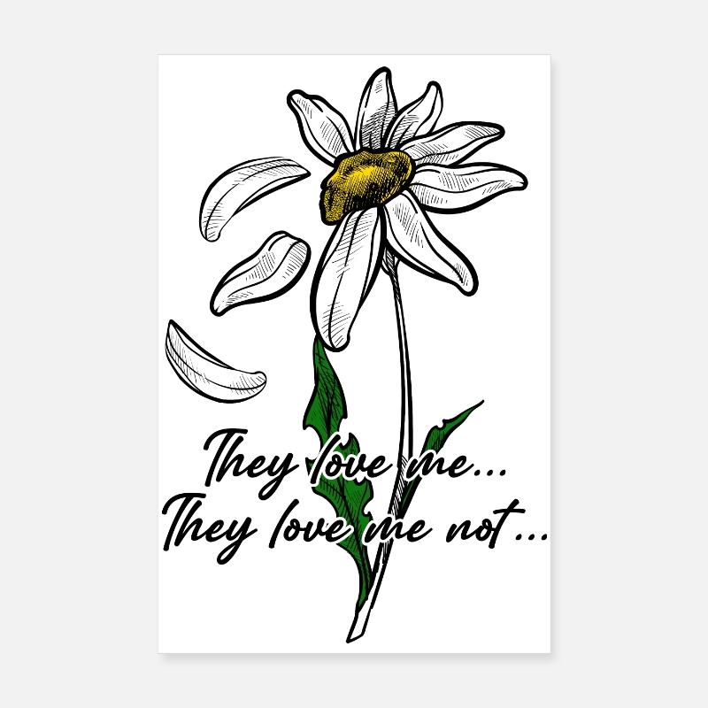 Daisy Line Art on Black Poster 8" x 12" (20x30 cm)