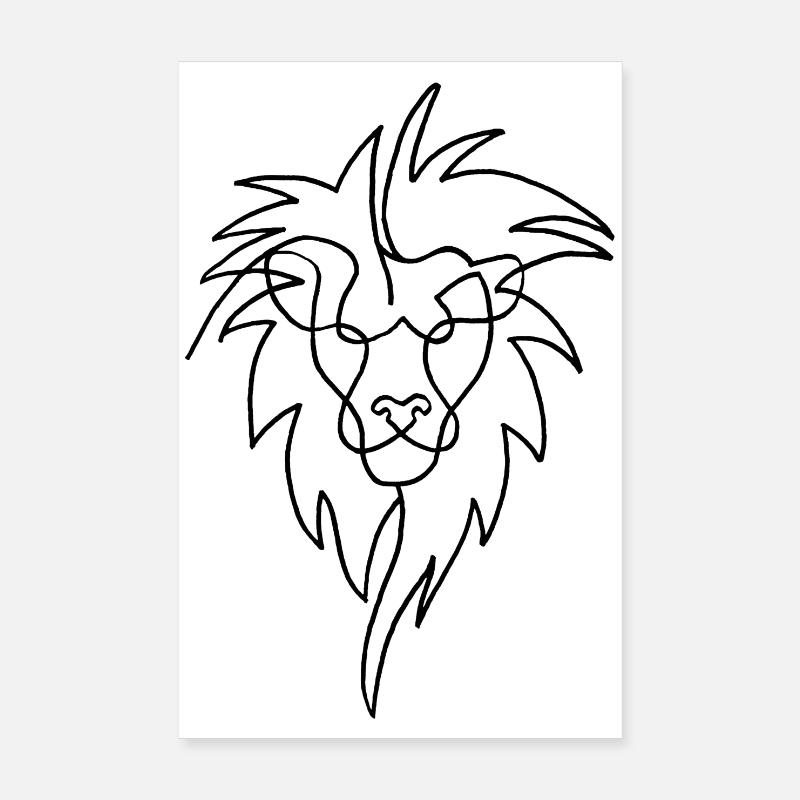 Esquisse du lion noir Poster 20 x 30 cm
