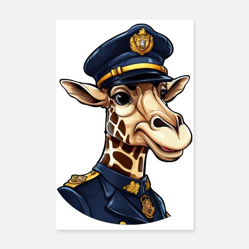 Giraffe Policewoman Poster 8" x 12" (20x30 cm)