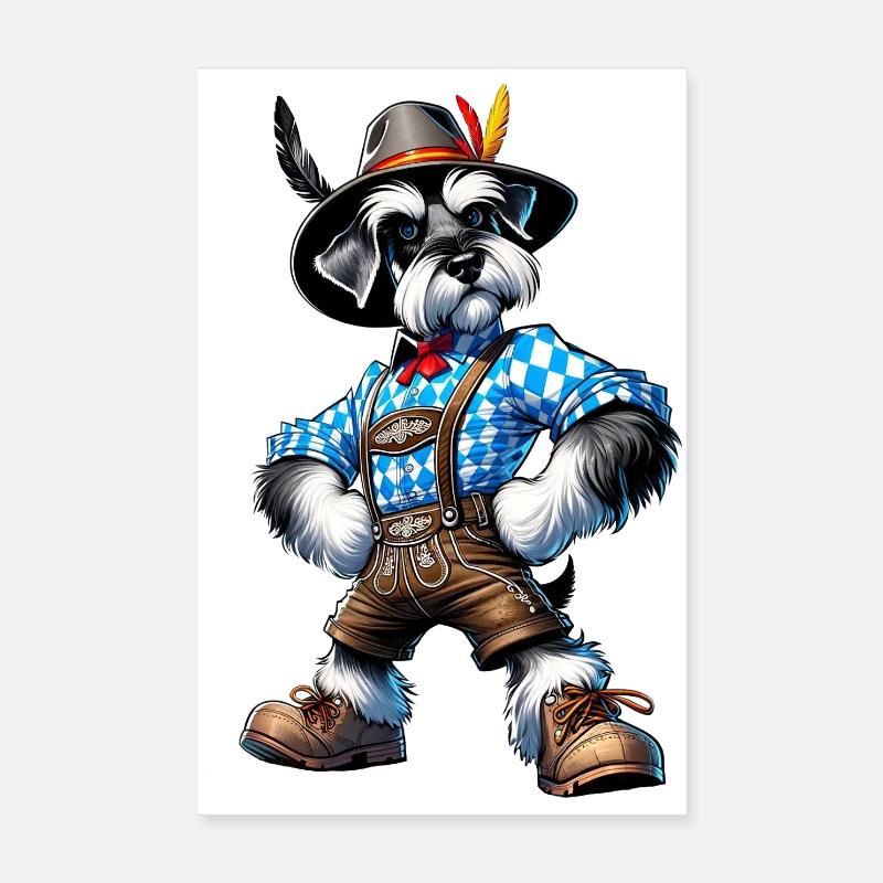 Schnauzer chien Bavière - Poster 20 x 30 cm - blanc