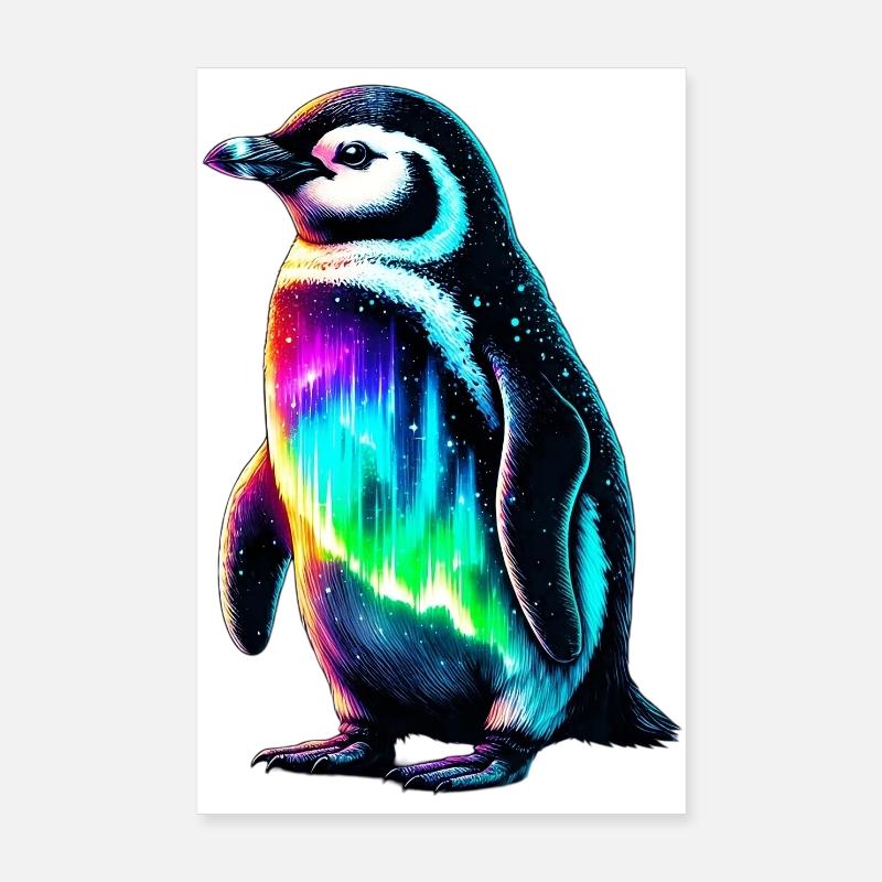 Aurora Borealis Penguin Poster 8" x 12" (20x30 cm)