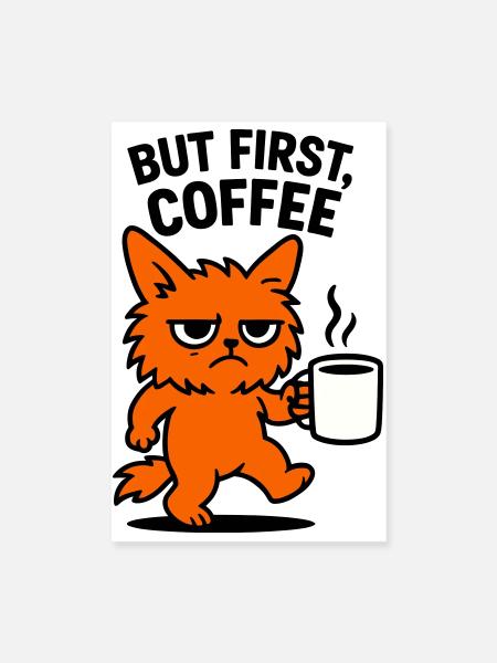 But first coffee cat - Poster 8" x 12" (20x30 cm) - white - Front