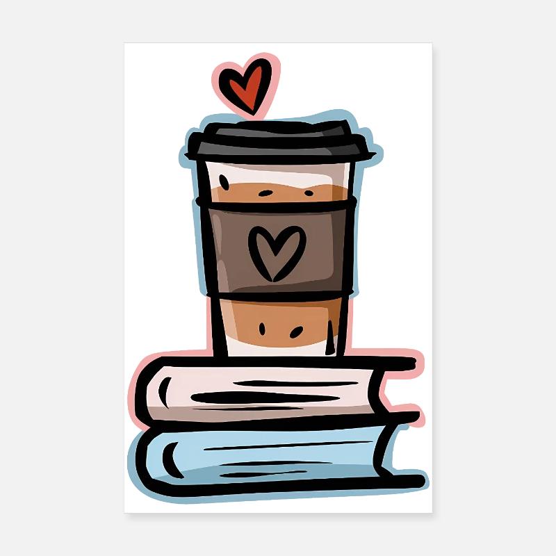 Coffee And Books Poster 8" x 12" (20x30 cm)