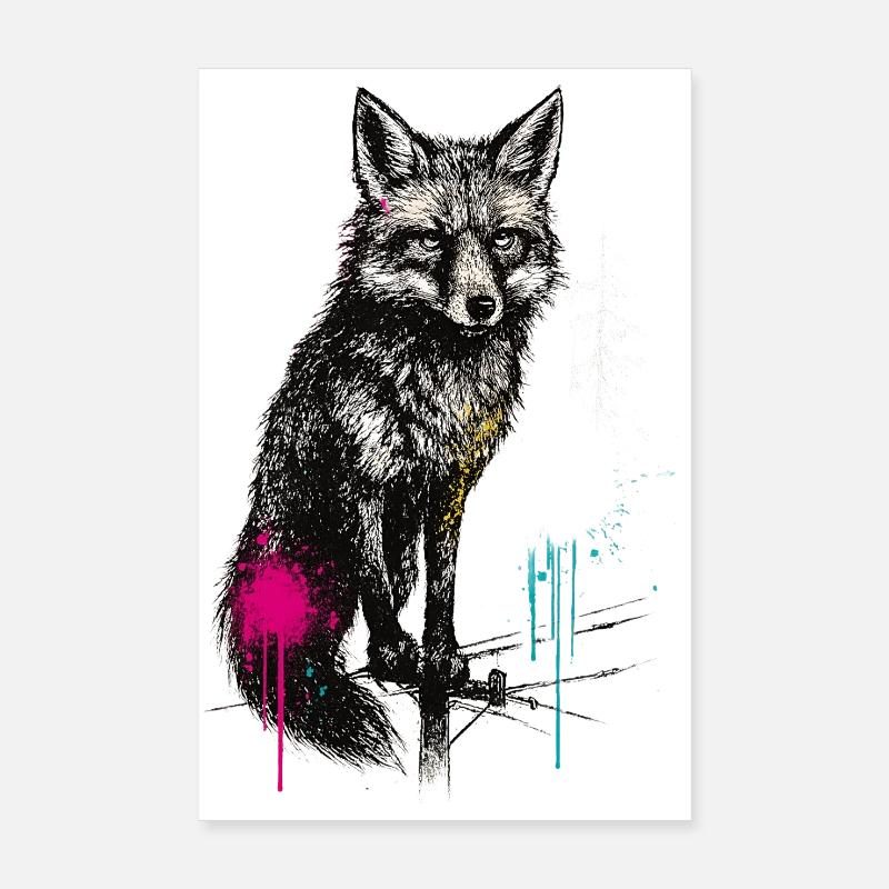 Art de la pulvérisation de loup dans la forêt Poster 20 x 30 cm