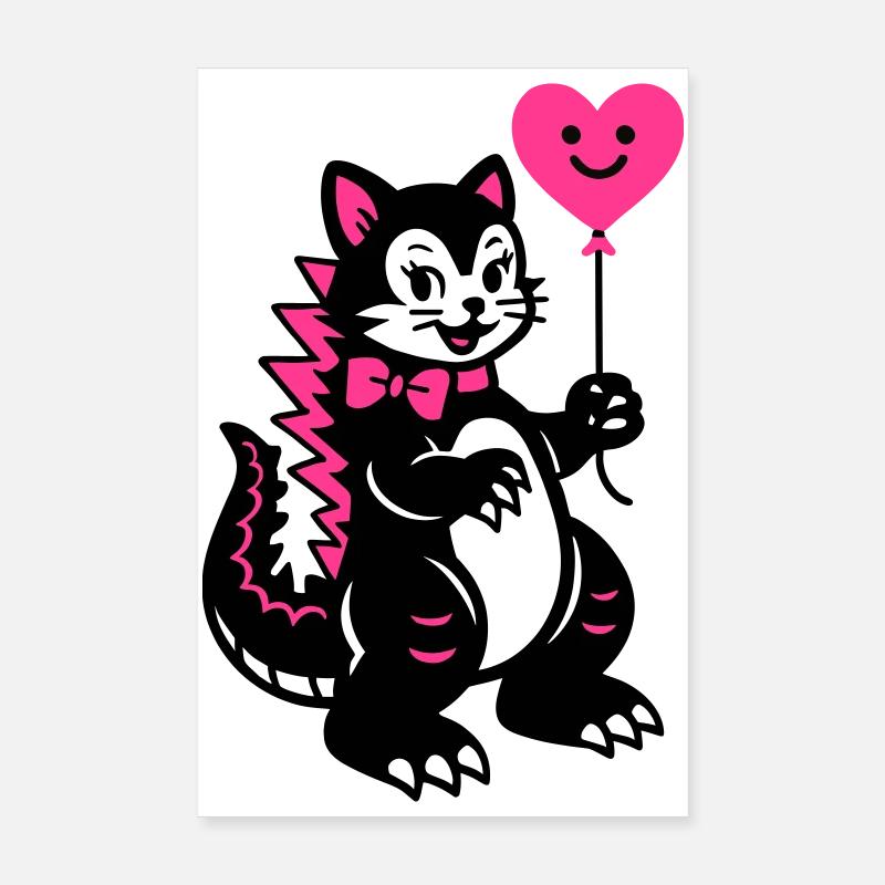 Chat Monstre Rose Poster 20 x 30 cm