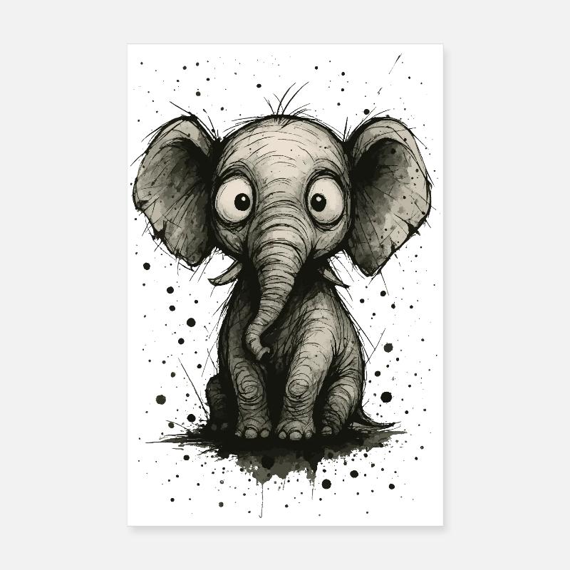 Funny elephant with big ears – comic strip splash Poster 8" x 12" (20x30 cm)