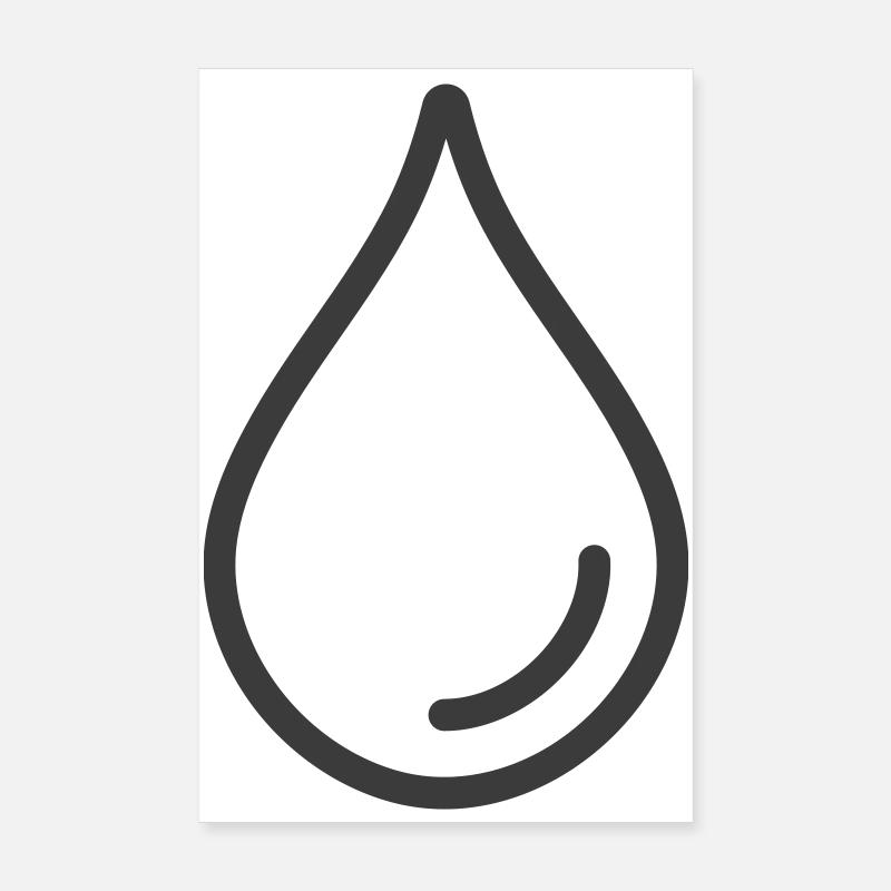 Single Water Drop Line Icon Logo Poster 8" x 12" (20x30 cm)