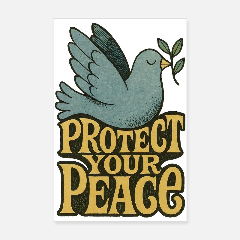 Protect Your Peace Dove Retro Print Poster 8" x 12" (20x30 cm)