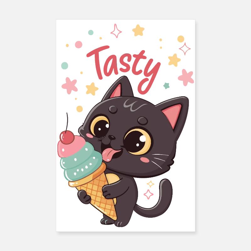 Gourmet-Katze und Eiscreme Poster 20x30 cm