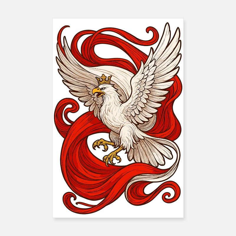 Drapeau épique de l’aigle polonais, cadeau Poster 20 x 30 cm