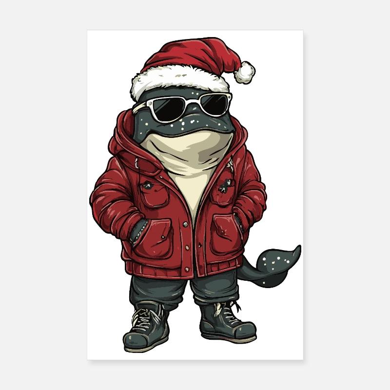 Whale Christmas Winter Poster 8" x 12" (20x30 cm)