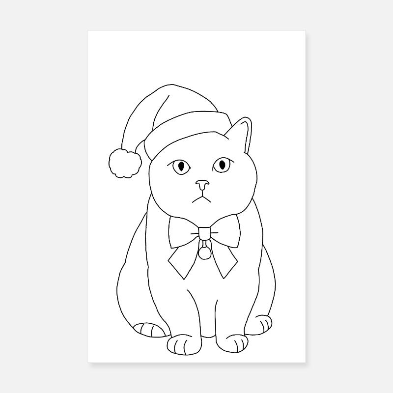 Chat de Noël  Poster 20 x 30 cm